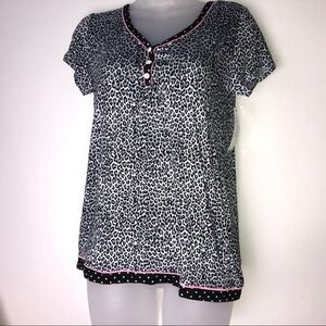 Rene Rofe Sleep Shirt Animal Print Black & White NWT Small‎